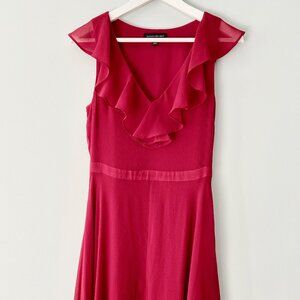 💃 BANANA REPUBLIC Red Ruffle Maxi Dress - Size 0